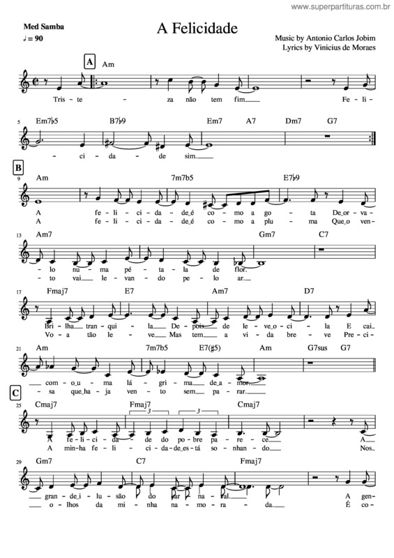 Partitura da música A Felicidade v.21