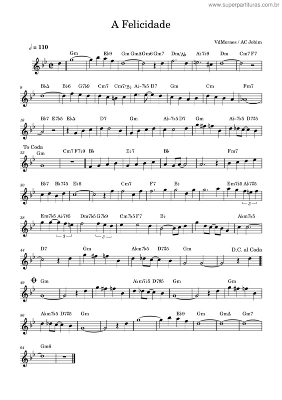 Partitura da música A Felicidade v.26
