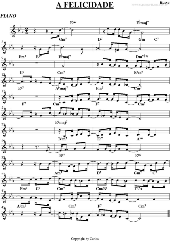 Partitura da música A Felicidade v.3