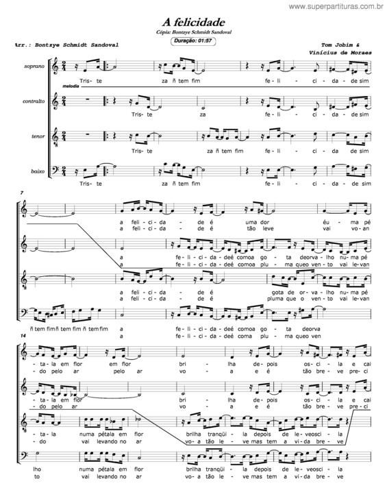 Partitura da música A Felicidade v.7