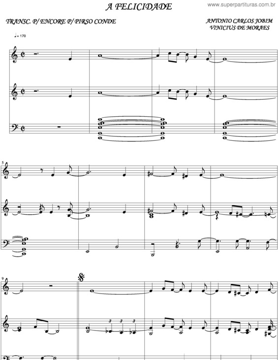 Partitura da música A Felicidade v.9