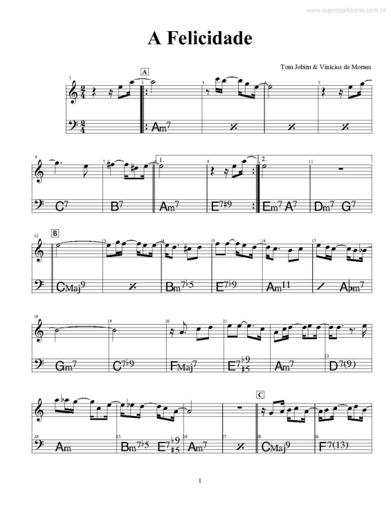 Partitura da música A Felicidade