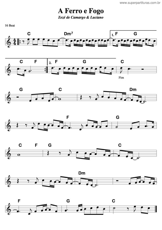 Partitura da música A Ferro E Fogo