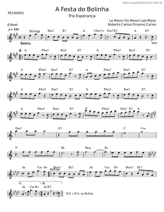 Partitura da música A Festa Do Bolinha – Roberto Carlos