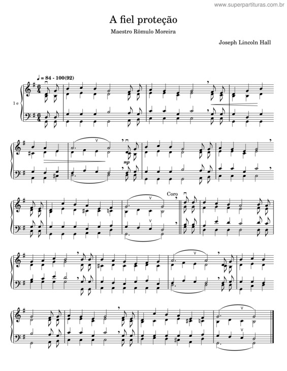 Partitura da música A Fiel Proteção – Joseph Lincoln Hall v.3