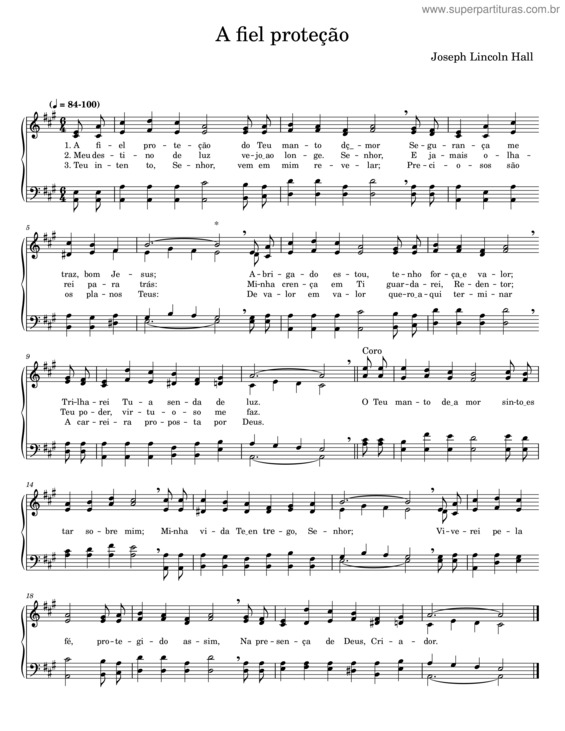 Partitura da música A Fiel Proteção – Joseph Lincoln Hall v.4