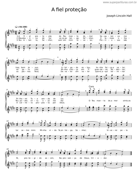 Partitura da música A Fiel Proteção – Joseph Lincoln Hall v.5