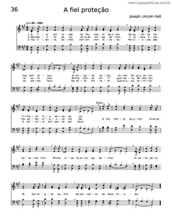 Partitura da música A Fiel Proteção – Joseph Lincoln Hall