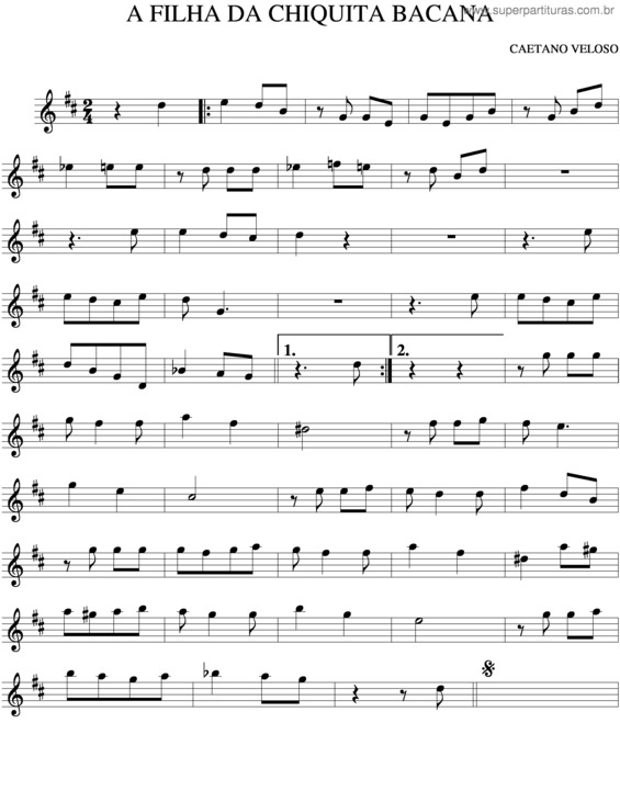 Partitura da música A Filha Da Chiquita Bacana v.2