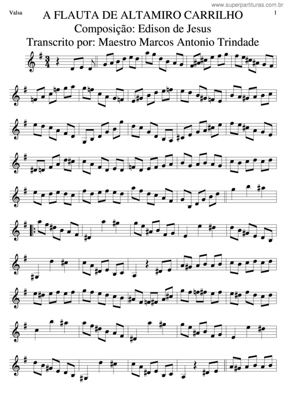Partitura da música A Flauta De Altamiro Carrilho