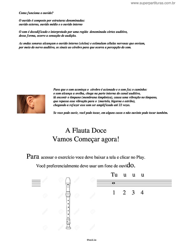 Partitura da música A Flauta Doce Vamos Começar Agora!
