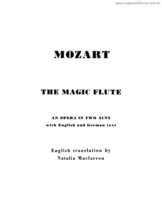 Partitura da música A Flauta Mágica (Die Zauberflöte)