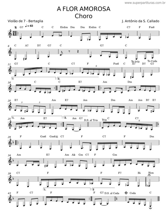 Partitura da música A Flor Amorosa