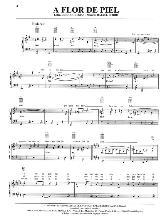 Partitura da música A Flor De Piel