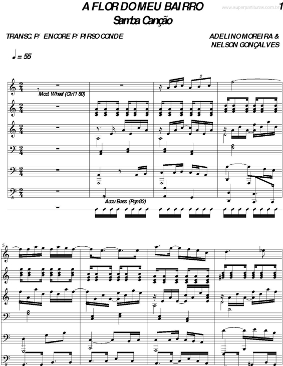 Partitura da música A Flor do meu bairro