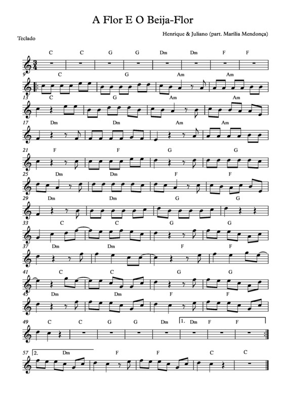 Partitura da música A Flor e o Beija-Flor v.4