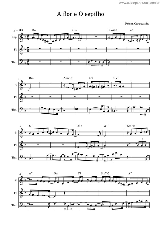 Partitura da música A Flor E O Espilho – Nelson Cavaquinho A Flor E O Espilho