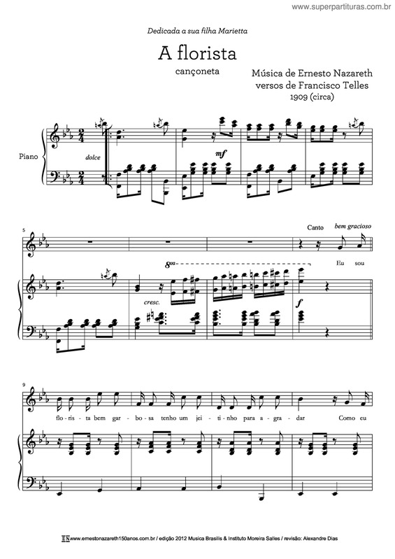 Partitura da música A Florista v.2