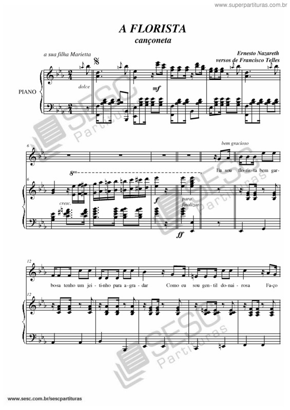 Partitura da música A Florista