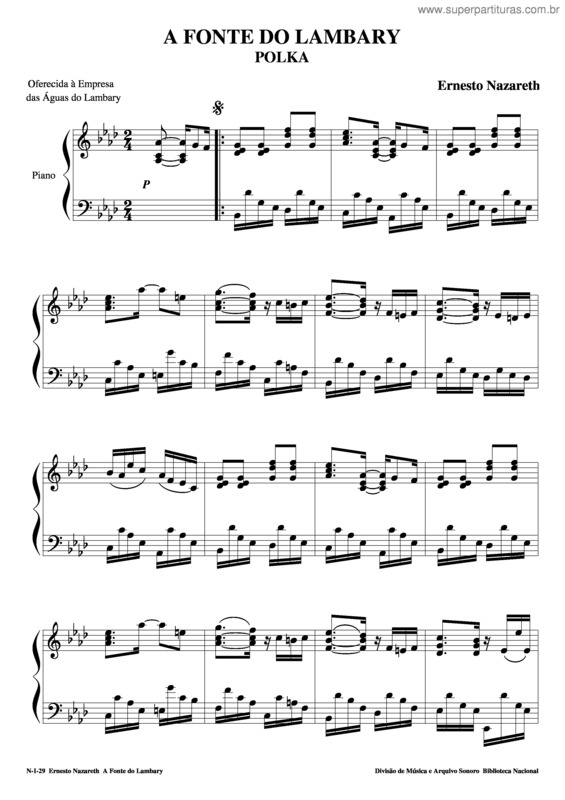 Partitura da música A Fonte Do Lambary v.2