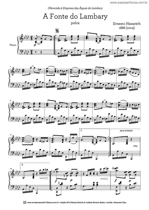 Partitura da música A Fonte Do Lambary