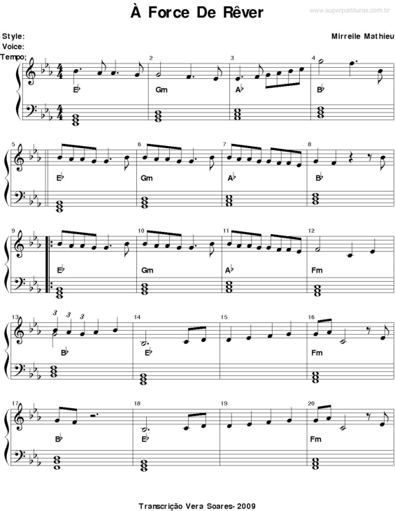 Partitura da música À Force De Rêver