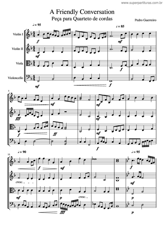Partitura da música A Friendly Conversation – Peça Para Quarteto De Cordas
