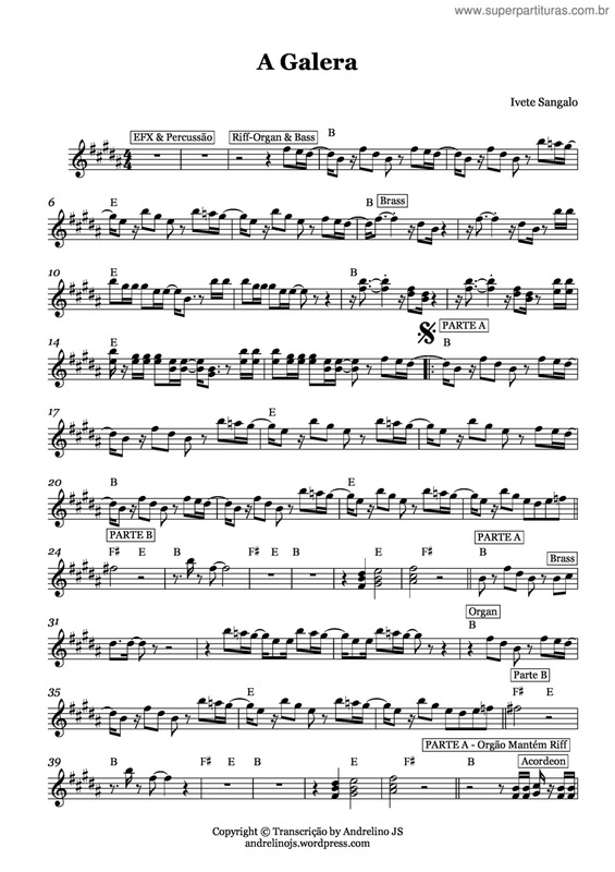 Partitura da música A galera