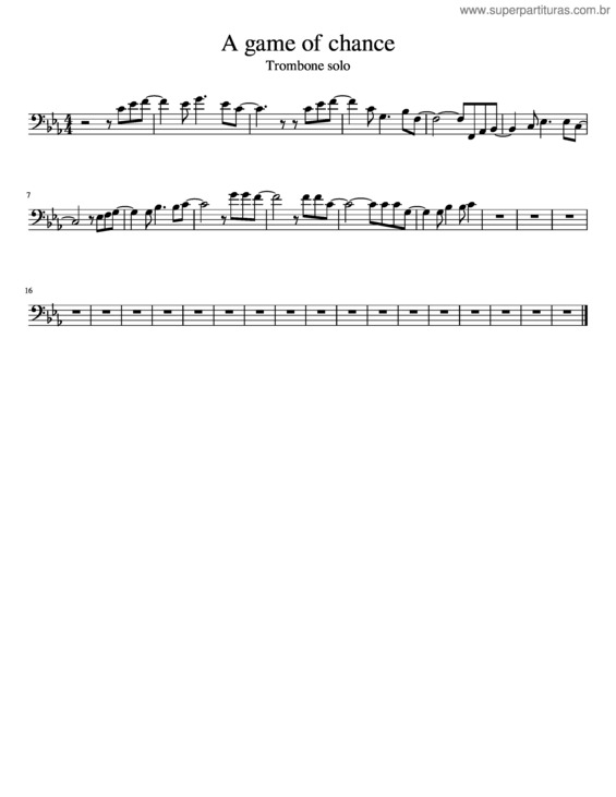 Partitura da música A Game Of Chance – Trombone Solo