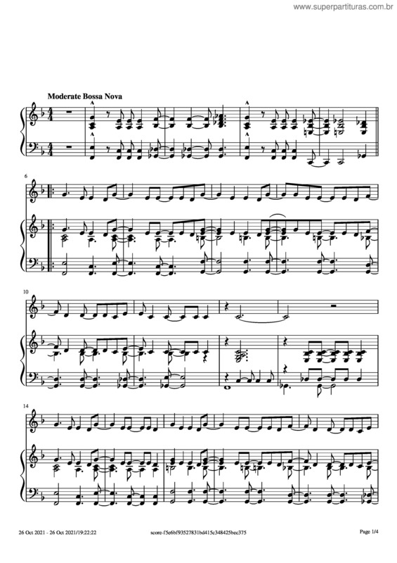 Partitura da música A Garota De Ipanema – Jobim