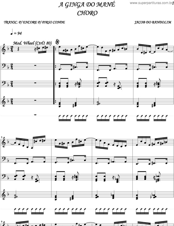 Partitura da música A Ginga Do Mané 