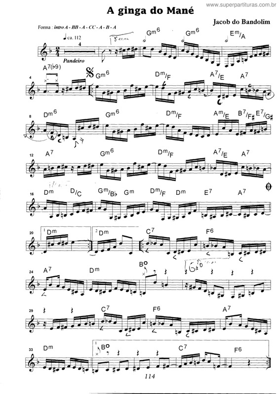 Partitura da música A Ginga Do Mané v.5