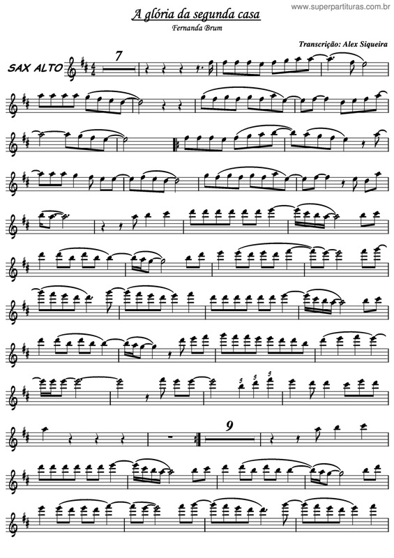 Partitura da música A Glória da Segunda Casa