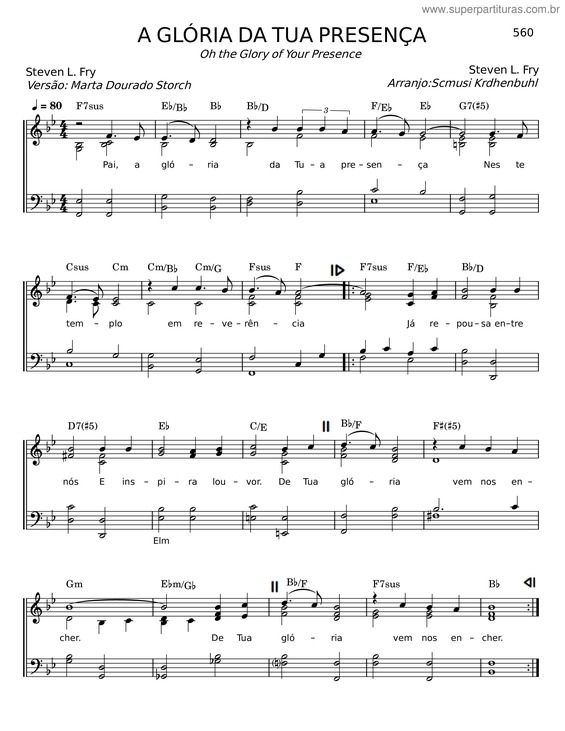 Partitura da música A Glória Da Tua Presença v.2