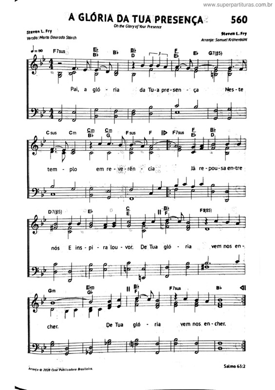 Partitura da música A Gloria Da Tua Presença