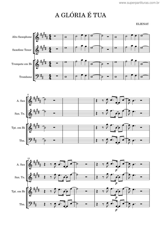 Partitura da música A Glória É Tua  Anderson Freire