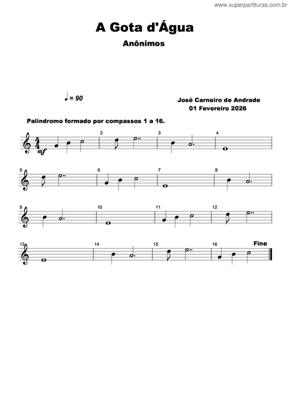 Partitura da música A Gota D'água