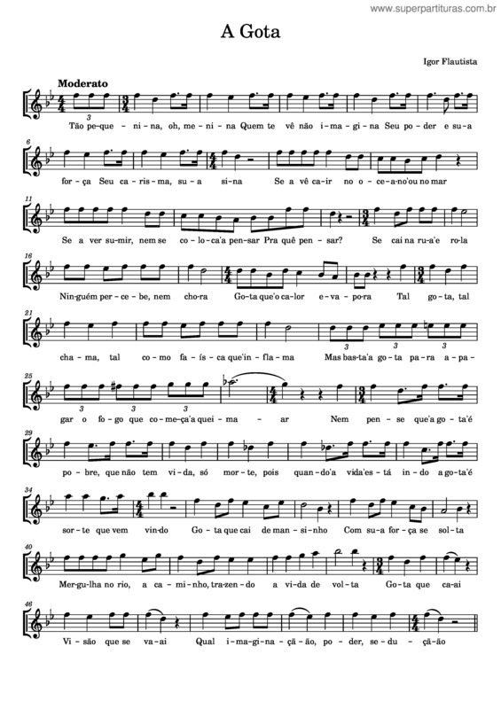 Partitura da música A Gota