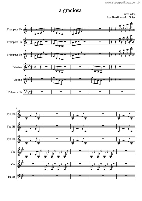 Partitura da música A Graciosa