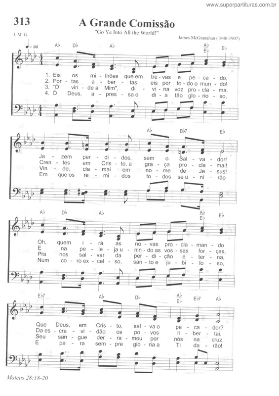 Partitura da música A Grande Comissão
