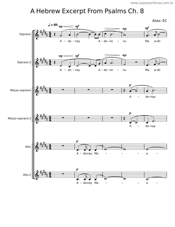 Partitura da música A Hebrew Excerpt From Psalms 8 – Ec