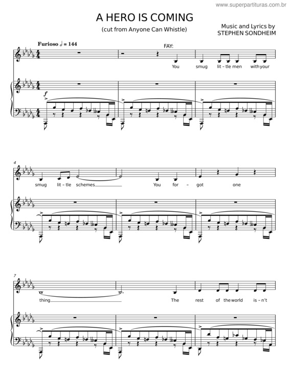 Partitura da música A Herois Coming – Stephen Sondheim