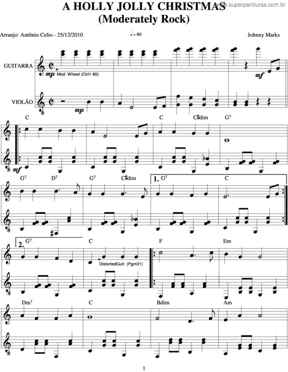 Partitura da música A Holly Jolly Christmas