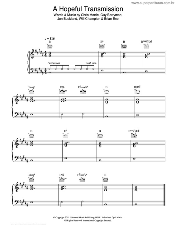 Partitura da música A Hopeful Transmission v.2