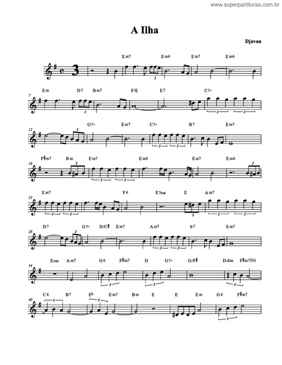 Partitura da música A ilha v.3