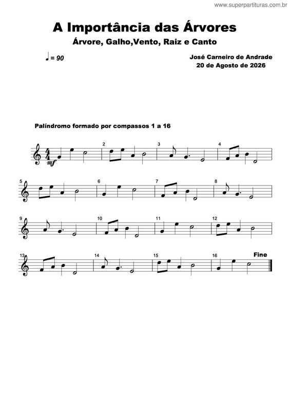 Partitura da música A Importância Das Árvores