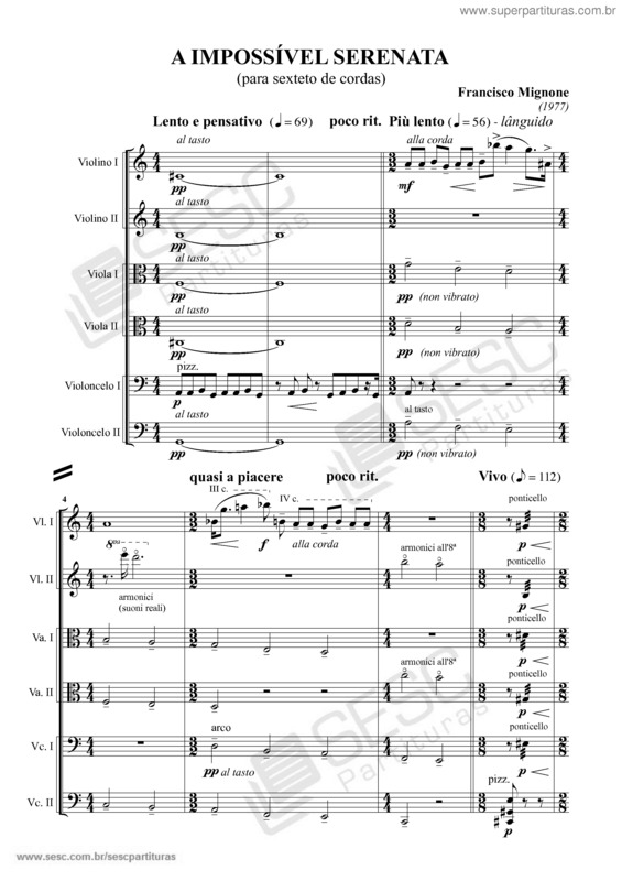 Partitura da música A Impossível serenata