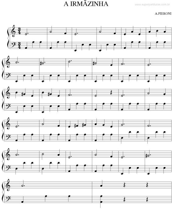 Partitura da música A Irmãzinha