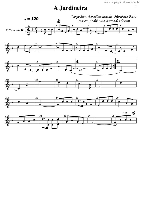 Partitura da música A Jardineira