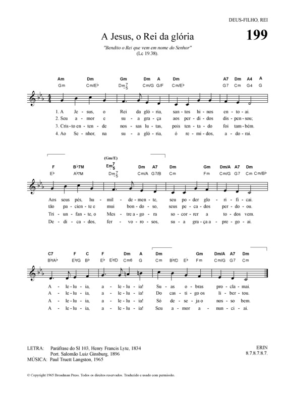 Partitura da música A Jesus O Rei Da Glória